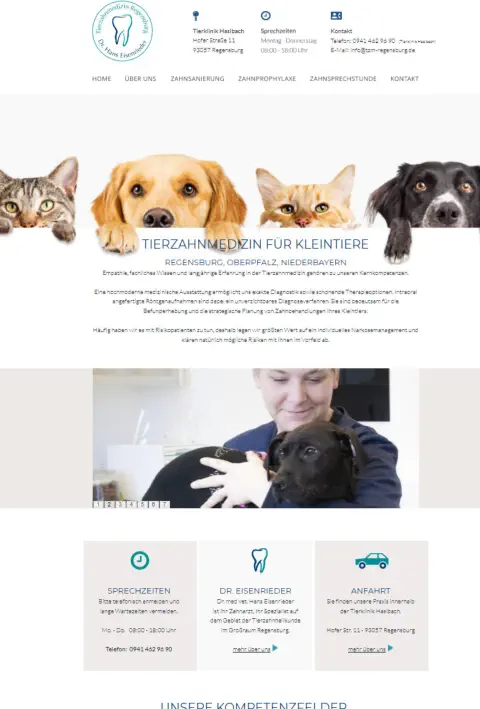 Website Tierzahnmedizin Regensburg