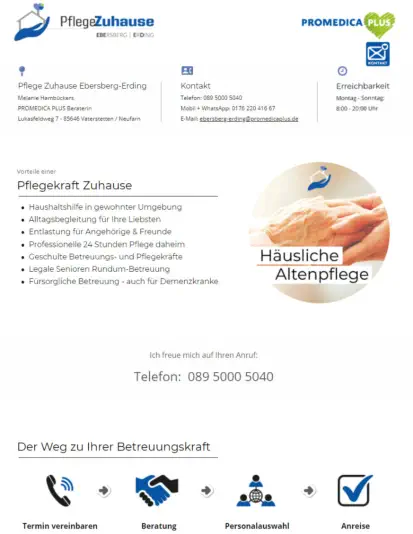 Landing Page Pflege Zuhause