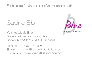 Geschäftsausstattung - Visitenkarte - Kosmetikstudio Bine © Grafik: peppUP.de